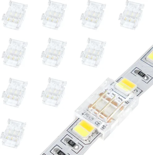 Miniatura 11 de LightingWill Conectores LED de 2 pines de 0.315 in, 10 unidades, conector de tira a cable, transparente, sin soldadura, conector de luz de cinta