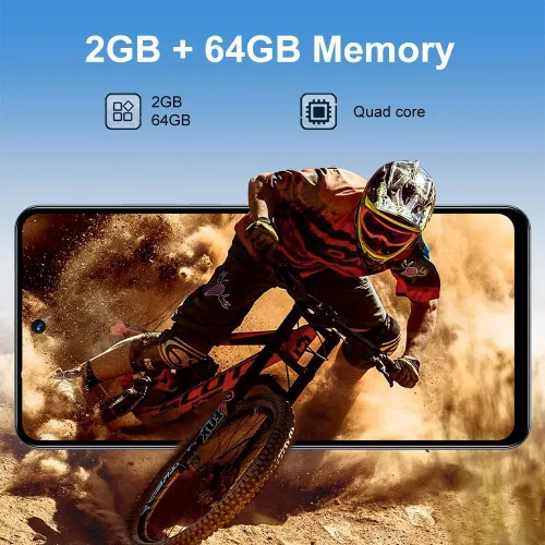 Miniatura 7 de Teléfono Android desbloqueado 2G+64G, pantalla HD de 6.56 pulgadas, teléfono celular de red 3G, Dual SIM Dual Standby, Android 8.1 Smartphone, Negro