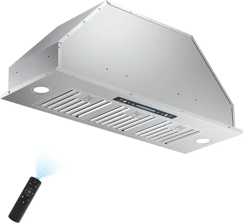 IKTCH Campana extractora integrada/de inserción de 36 pulgadas 900 CFM, conducto convertible con/sin conductos, campana extractora de cocina de