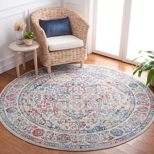 Miniatura 27 de SAFAVIEH - Alfombra de la colección Brentwood - 6' x 9', azul marino y gris claro, diseño envejecido con medallón, no desprende pelusa y fácil azul