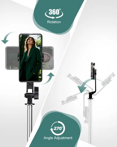 Miniatura 9 de Trípode de teléfono de 71 pulgadas para iPhone y teléfono Android, soporte de trípode para teléfono celular con control remoto inalámbrico