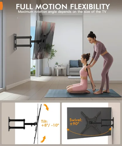 Miniatura 4 de Soporte de pared para TV de movimiento completo para la mayoría de televisores de 26 a 55 pulgadas, soporte de pared para TV en esquina