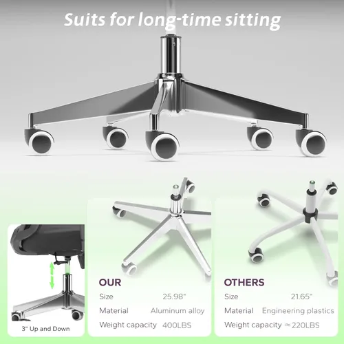 Miniatura 4 de Silla de oficina ergonómica con soporte lumbar ajustable y reposabrazos abatibles, silla de escritorio de computadora de respaldo alto con cojín