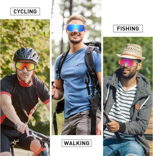Miniatura 6 de Gafas de sol de ciclismo para hombres y mujeres, gafas de sol deportivas polarizadas con protección UV para ciclismo, correr, béisbol