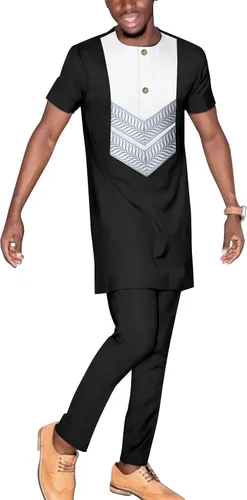 Chándal para hombre, ropa africana, manga corta, tops y pantalones, conjunto de 2 piezas, trajes dashiki, talla grande, atuendo casual