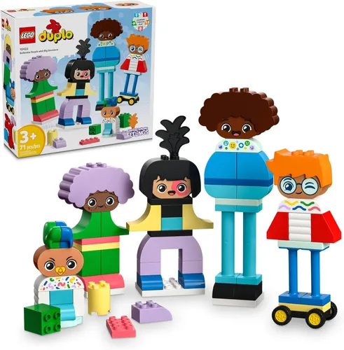 LEGO DUPLO Town - Juguete interactivo para construir personas con grandes emociones para edades de 3 años en adelante, 5 personajes con 10 caras de