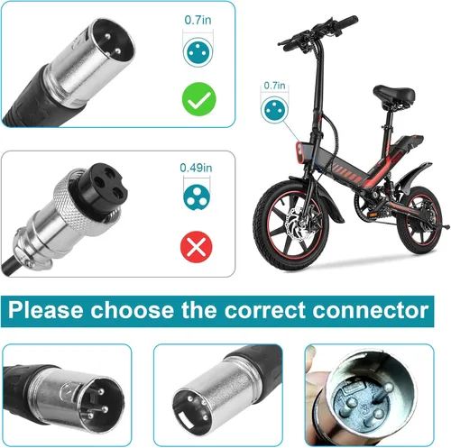 Miniatura 2 de Futurebatt Cargador de batería de bicicleta eléctrica Salida 42v 2a con conector XLR de 3 pines macho para 36 V Ebike adaptador de batería Cable