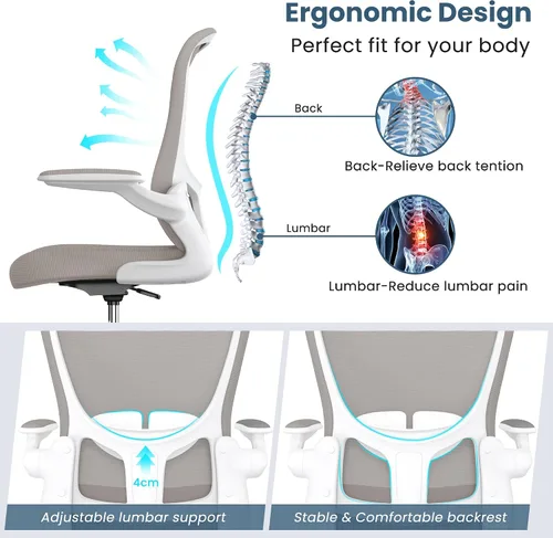 Miniatura 3 de Silla de dibujo, silla de oficina alta con reposabrazos abatibles, silla de escritorio de pie ergonómica ejecutiva para computadora, silla de dibujo