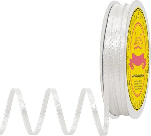 Miniatura 162 de Cinta de satén blanca antigua de doble cara de 1-1/2 pulgadas x 50 yardas, cinta de poliéster para envolver regalos, día de San Valentín, bodas