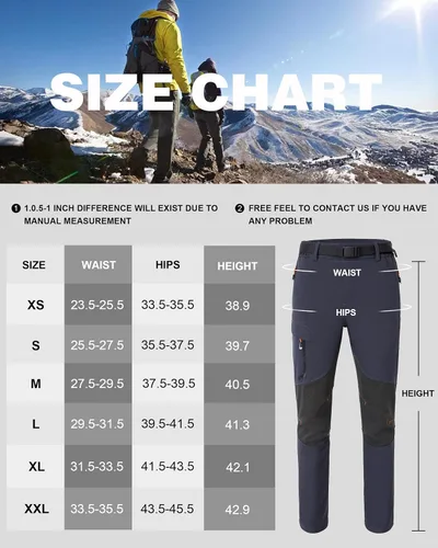 Miniatura 5 de Athrock Pantalones de senderismo impermeables con forro polar para mujer, con 4 bolsillos con cremallera