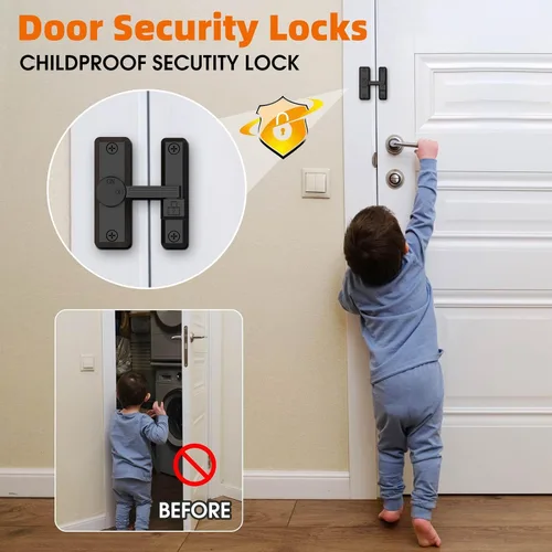 Miniatura 3 de Pestillo para puerta de granero, cierre de 90/180 grados, protege la privacidad – Pestillos deslizantes de zinc, herrajes de seguridad para puertas