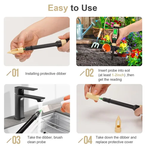 Miniatura 5 de Medidor de pH de suelo para alimentos, probador de pH de agua Bluetooth para suelo e hidropónico, medidor de pH y temperatura digital para mermelada
