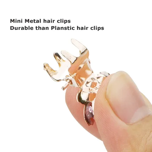 Miniatura 6 de Mini accesorios para el cabello de cristal brillante, clips de garra de diamantes de imitación, clips de metal de mariposa de flores pequeñas