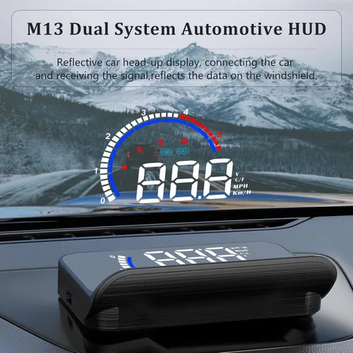 Miniatura 2 de Liiiyuan M13PLUS Pantalla Head-Up para Automóviles, Pantalla de Velocímetro GPS para Automóvil OBD2+GPS Velocidad, Tiempo, Kilometraje, Viaje