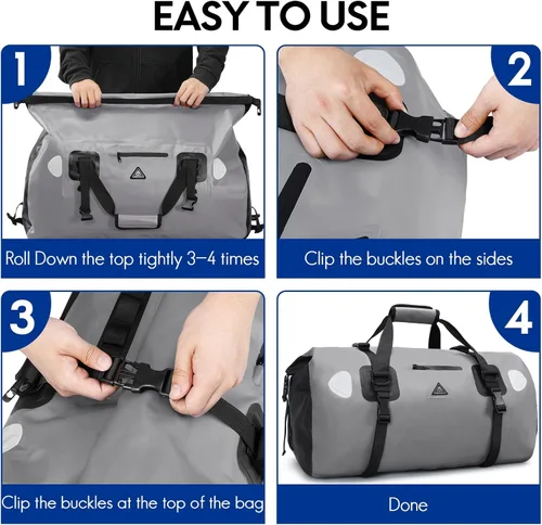 Miniatura 8 de Haimont Bolsa de lona impermeable con correas de fijación rápida para motociclismo, rafting, canotaje, SUP, kayak, viajes, 50L/70L