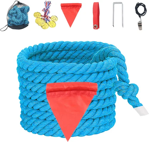 Miniatura 8 de Cuerda de tira y afloja para niños y adultos, cuerda de algodón trenzado natural, juego de juegos al aire libre perfecto para actividades