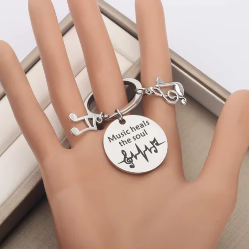 Miniatura 5 de CENWA Regalo para amantes de la música, joyería temática de músico, música cura el alma, llavero de regalo para profesores de música