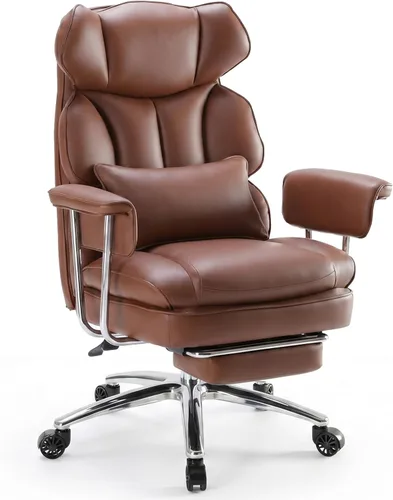 Miniatura 10 de Silla de oficina ejecutiva Sweetcrispy para casa y oficina - Ergonómica, grande, alta, con respaldo alto con reposapiés y soporte lumbar, Blanco