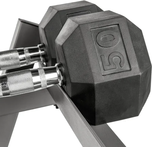 Miniatura 7 de Juego de mancuernas de 250kg, 225kg, 150kg con estante, pesas hexagonales de goma recubiertas para gimnasio en casa, construcción duradera, diseño