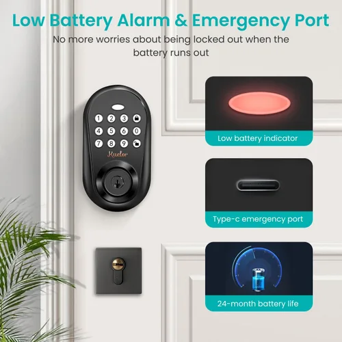 Miniatura 2 de Cerradura de puerta de entrada sin llave, cerradura inteligente con teclado para puerta delantera, código de teclado electrónico con bloqueo
