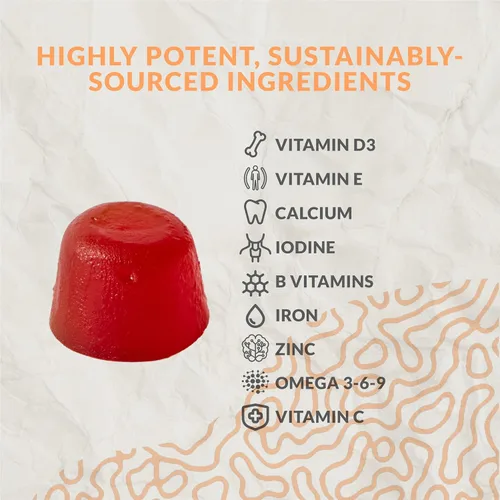 Miniatura 4 de Complete Kids - Gomitas multivitamínicas con Omega 3, 6, 9, vitamina B12, ácido fólico, yodo, vitamina C, zinc, vitaminas esenciales diarias