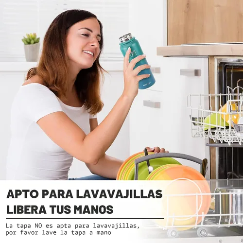 Miniatura 7 de Fanhaw Botella de agua de acero inoxidable aislada para niños de 20 onzas con tapa con popote, a prueba de fugas y antipolvo, botella de uso diario