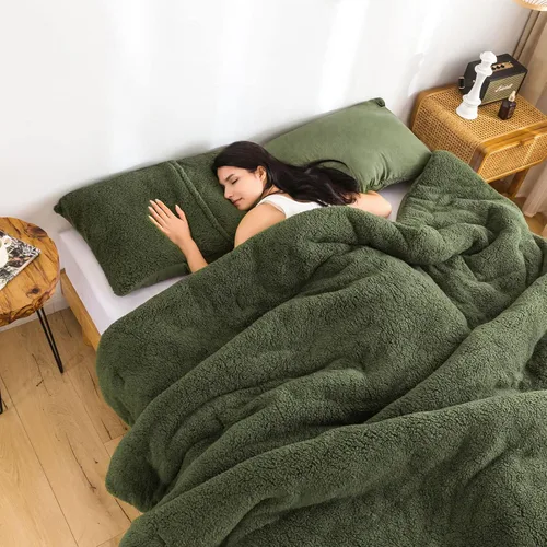 Miniatura 40 de COTTEBED Juego de edredón ultrasuave para cama King, para uso en todas las estaciones, peso ligero con microfibra de algodón lavado cálida y Verde