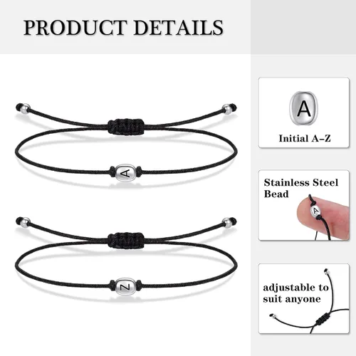 Miniatura 6 de Btysun Pinky Promise Pulseras para parejas, amigos, regalos iniciales a juego, regalos de cumpleaños para mujeres, novia, novio, mejor amigo