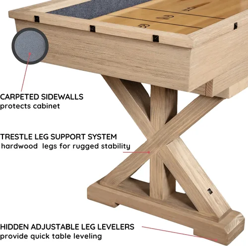 Miniatura 4 de 12 FT Solid Wood Shuffleboard Table, Comes in 2 6' Pieces Goes Around Stairs & Hallways