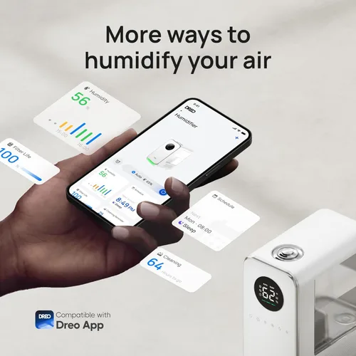 Miniatura 6 de Dreo Humidificadores para recámara, humidificador inteligente de niebla fría silencioso de llenado superior para habitación grande del hogar, Blanco