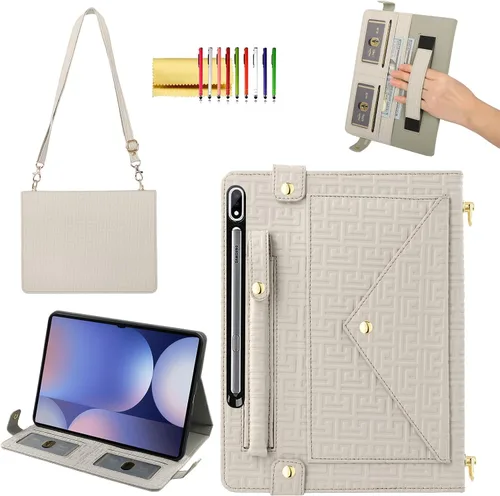 Miniatura 74 de Bolso Funda para Samsung Galaxy Tab S10 FE/S9 FE 10.9"/S9/S8/S7 11", Techcircle Folio con Soporte Cruzado, Billetera con Ranura para Lápiz S Pen
