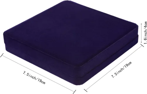 Miniatura 2 de LETURE Caja de joyería de terciopelo, caja de regalo de terciopelo para pulsera, collar, aretes, anillo (azul)