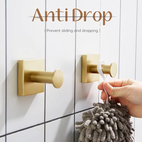 Miniatura 5 de KOKOSIRI Ganchos para Toallas de Baño para Pared de Ducha, Colgadores de Toallas, Ganchos para Bata de Baño para Puerta, Cocina, Armario, Acero Oro