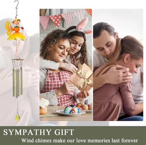 Miniatura 7 de Taman Campanilla de viento para exteriores – Campanillas de viento de hadas de flores para tubos de aluminio exteriores, regalo conmemorativo
