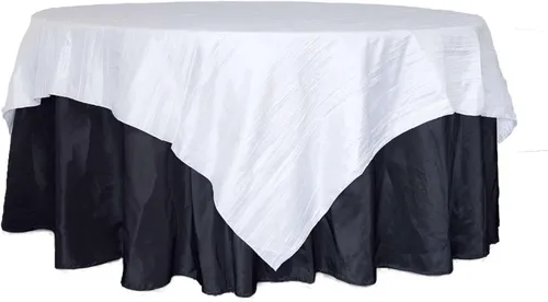 Miniatura 37 de Efavormart - Mantel cuadrado de tafetán arrugado de acordeón beige de 72 x 72 pulgadas
