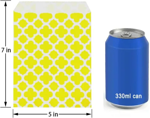 Miniatura 2 de KEYYOOMY 100 bolsas amarillas para bufé de dulces, pequeñas bolsas de galletas, bolsas de papel de lunares para bodas, fiestas de cumpleaños