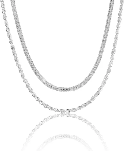 Miniatura 17 de Collares en capas para mujer, chapados en plata, delicada cuerda torcida de serpiente, delicado collar en capas, gargantilla de diferentes