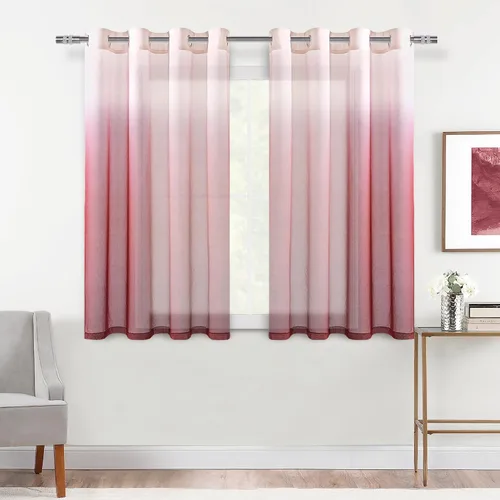 Miniatura 51 de DWCN Cortinas Transparentes Ombré - Cortinas de Lino Sintético con Gradiente Semi Voile con Ojales en la Parte Superior para Dormitorio y Sala