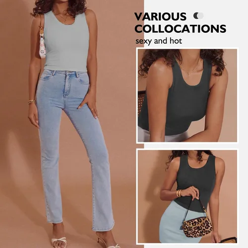Miniatura 5 de 2 Pieces Tank Top for Women, Basic Sleeveless Sports Crop Tops for Women Going Out Tops Workout Tops Women Teen Girls