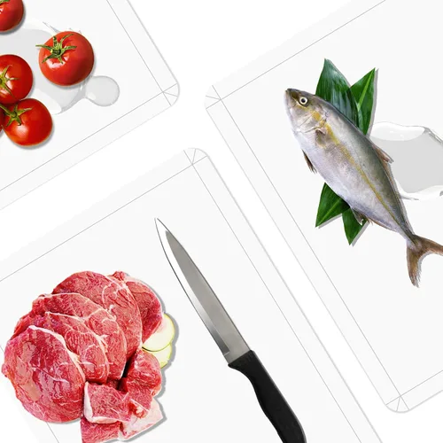 Miniatura 7 de WK Juego de 3 tablas de cortar de plástico flexible con labio, tabla de cortar plegable para cocina, tablas de cortar transparentes, hojas