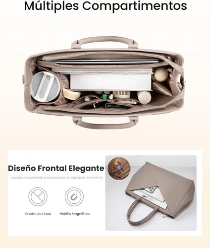 Miniatura 6 de LOVEVOOK Bolsa de mano para laptop para mujeres con gran portavasos, de 15.6 pulgadas, de cuero PU, bolsa de trabajo, bolsa de mano para maestra