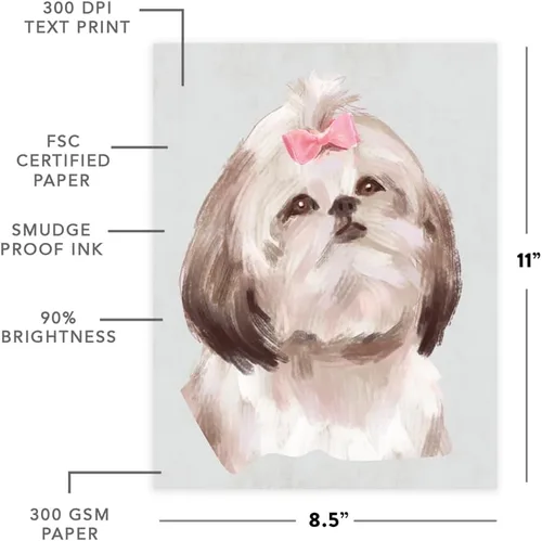 Miniatura 2 de Andaz Press Póster impreso para pared de perro, 8.5 x 11 pulgadas, Shih Tzu en lazo rosa, 1 paquete, regalo de cumpleaños de Navidad, sin marco