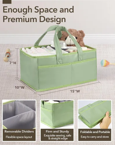 Miniatura 5 de URMYWO Organizador de Pañales - Organizador de Pañales Impermeable para Bebé con Asa, Organizador de Guardería Portátil Cesta de Almacenamiento