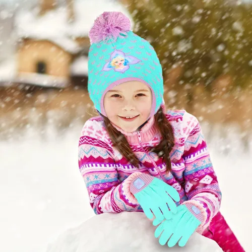 Miniatura 4 de Disney Frozen - Gorro de invierno para niñas y niños pequeños y guantes de nieve para niños Elsa y Anna con guantes de nieve