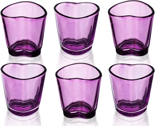 Miniatura 5 de Juego de vasos de chupito con forma de corazón, lindo vaso de chupito rosa para accesorios de carrito de bar, 1.5 onzas (6, azul)