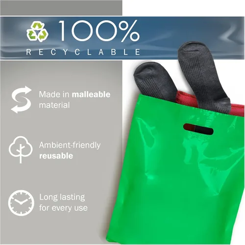 Miniatura 6 de PPB - Bolsas de plástico verde para mercancía de 12 x 15 pulgadas, acabado brillante, tamaño mediano al por menor, paquete de 100 unidades, 1.5 mil