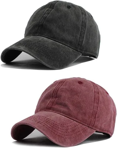 Miniatura 29 de HH HOFNEN Gorra de béisbol de algodón de sarga lavada y desgastada, vintage, ajustable, para hombre y mujer