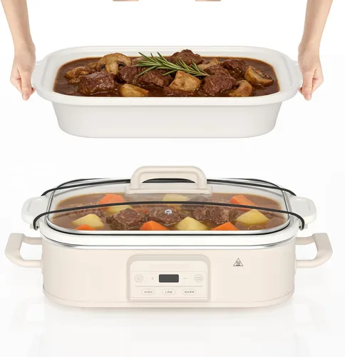 Miniatura 11 de Olla de cocción lenta programable de 4 cuartos de galón con plato de hornear de cerámica - Pequeño electrodoméstico de cocina perfecto para cenas