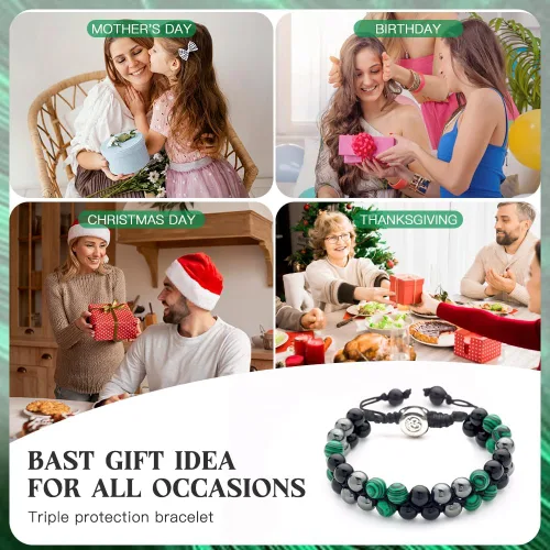 Miniatura 48 de Triple Protection Bracelet - for Protect & Balance - Energy Crystal Handmade Bracelets for Men Women