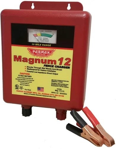 Parmak MAG12-UO - Cargador eléctrico de cerca de 12 voltios Magnum de baja impedancia, funciona con pilas, rango de 30 millas, multicolor, doble